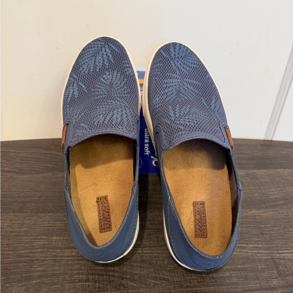 Olukai Pehuea Women's Blue Palm Mesh Slip On Sneakers Size 8 - Picture 5 of 13